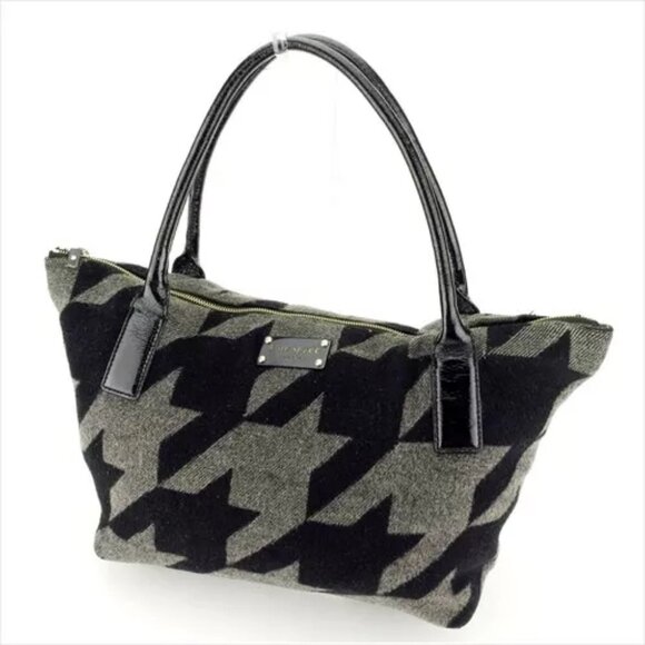 Kate Spade Tote bag Black Grey Enamel leather felt unisex Authentic - Picture 8 of 8